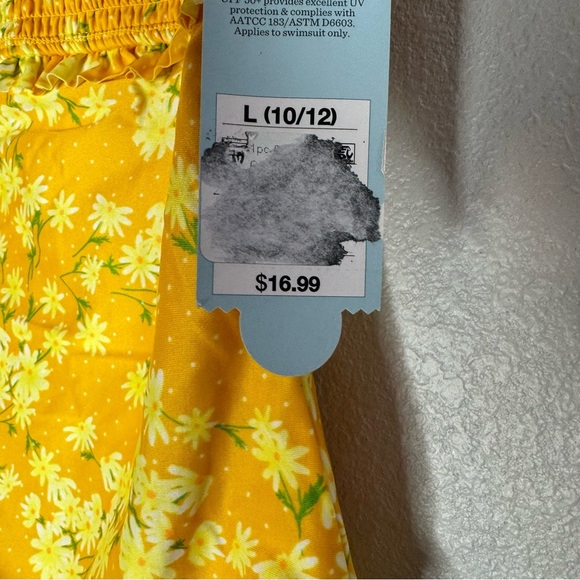 New Swimsuit Girls Cat & Jack Size L (10-12), Yellow One Piece, Floral - Picture 9 of 9